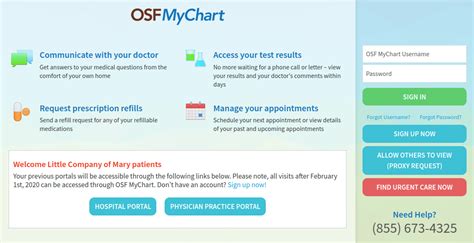 Please do not use MyChart to send messages that require urgent attention. . Osf mychart